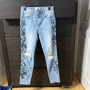 DRIFTWOOD Light Blue Floral Embroidered Jeans
